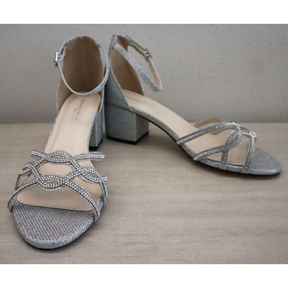 Benjamin Walk x Touch Ups Women's Sz 8W Silver Metallic Zoey Heeled Sandals - Picture 2 of 10